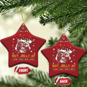 Funny Xmas Skeleton Christmas Ornament Dead Inside But Jolly AF Santa Hat TS11 Star Red Print Your Wear