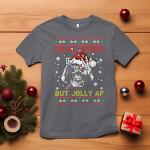 Funny Christmas Skeleton T Shirt Dead Inside But Jolly AF Santa Hat TS11 Charcoal Print Your Wear
