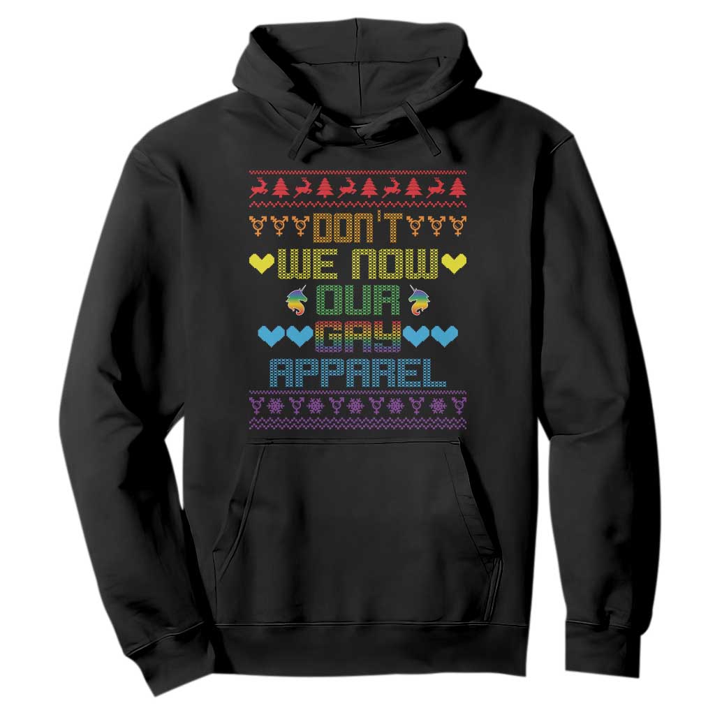 Funny LGBT Christmas Hoodie Don't We Now Our Gay Apparel Rainbow Unicorn TS11 Black Print Your Wear