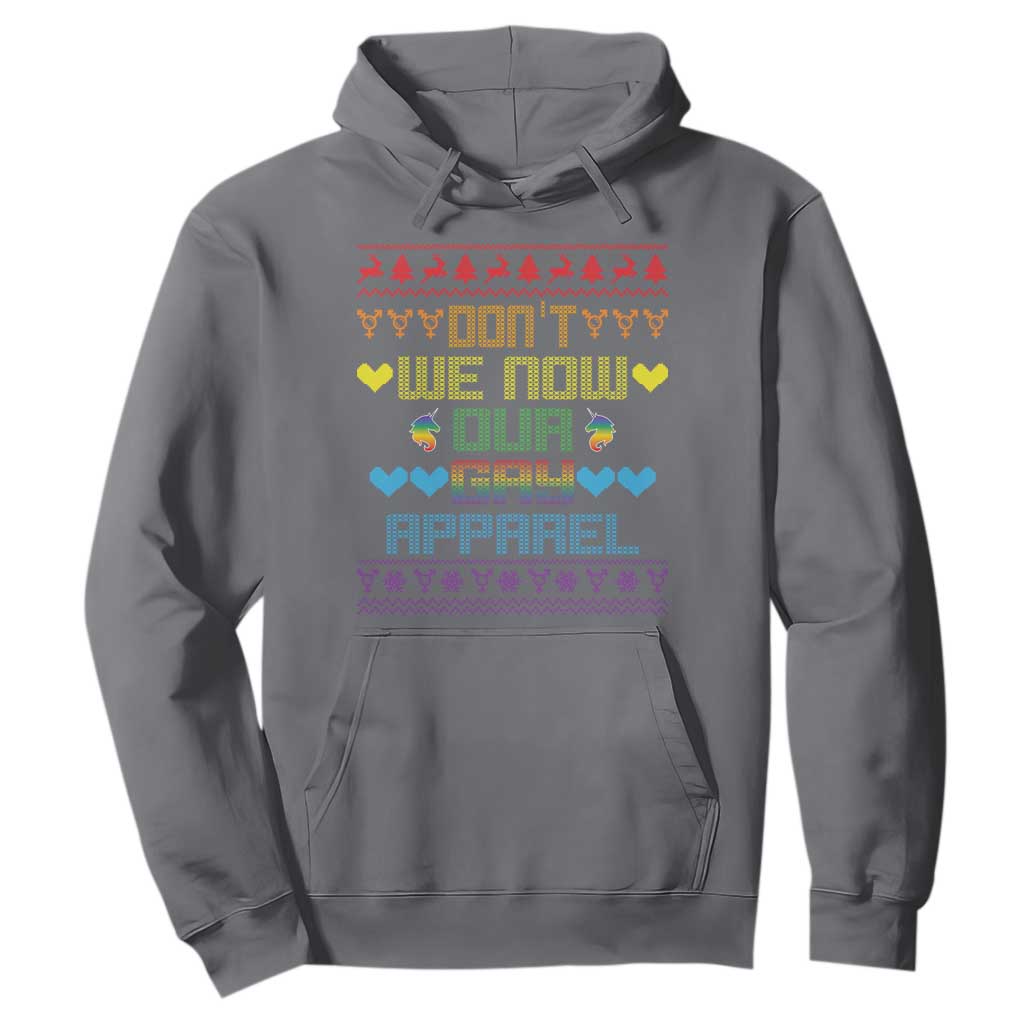 Funny LGBT Christmas Hoodie Don't We Now Our Gay Apparel Rainbow Unicorn TS11 Charcoal Print Your Wear