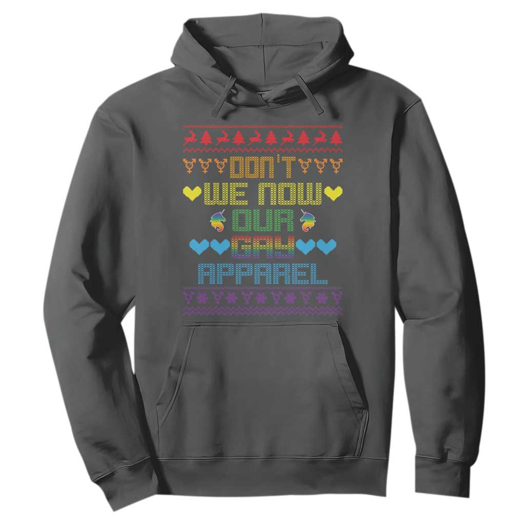 Funny LGBT Christmas Hoodie Don't We Now Our Gay Apparel Rainbow Unicorn TS11 Dark Heather Print Your Wear
