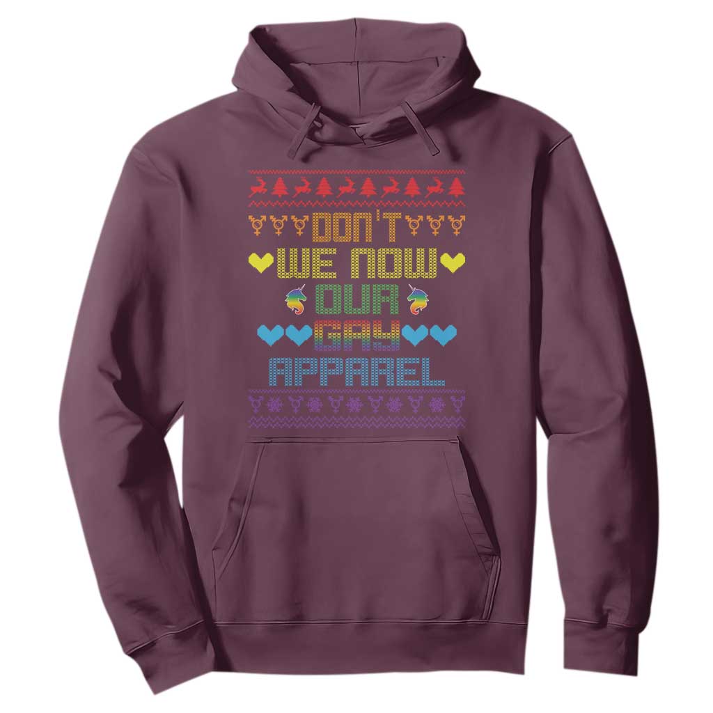 Funny LGBT Christmas Hoodie Don't We Now Our Gay Apparel Rainbow Unicorn TS11 Maroon Print Your Wear