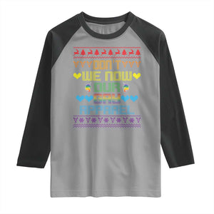 Funny LGBT Christmas Raglan Shirt Don't We Now Our Gay Apparel Rainbow Unicorn TS11 Sport Gray Black Print Your Wear