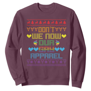 Funny LGBT Christmas Sweatshirt Don't We Now Our Gay Apparel Rainbow Unicorn TS11 Maroon Print Your Wear