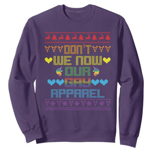 Funny LGBT Christmas Sweatshirt Don't We Now Our Gay Apparel Rainbow Unicorn TS11 Purple Print Your Wear