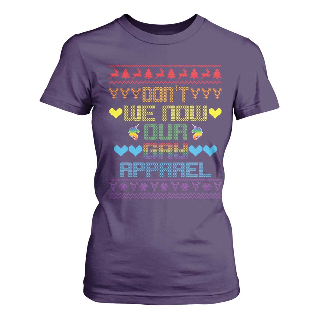Funny LGBT Christmas T Shirt For Women Don't We Now Our Gay Apparel Rainbow Unicorn TS11 Purple Print Your Wear