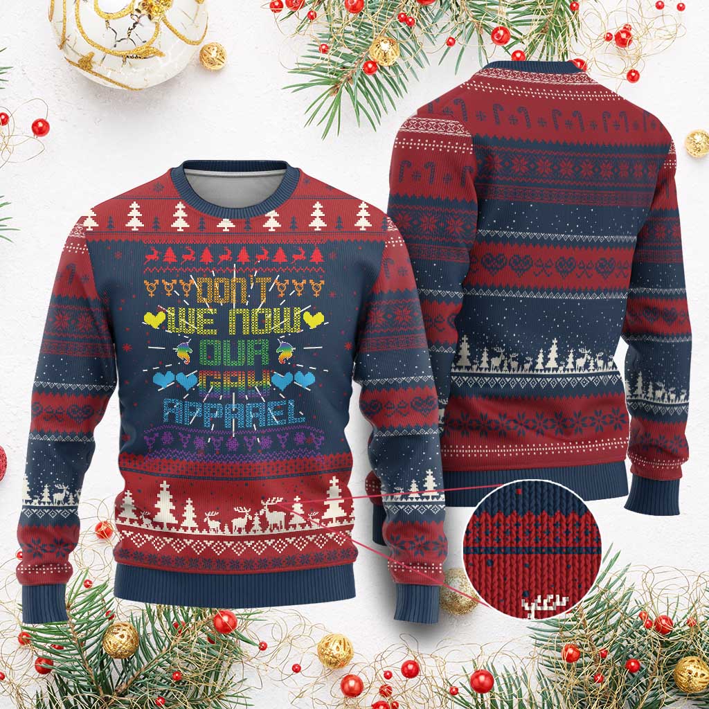Funny LGBT Xmas Ugly Christmas Sweater Don't We Now Our Gay Apparel Rainbow Unicorn TS11 Burgundy Print Your Wear