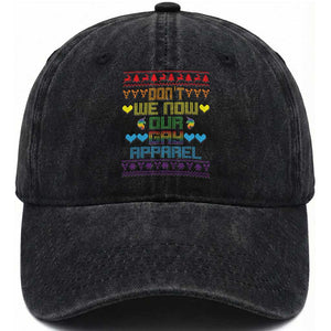 Funny LGBT Christmas Washed Cotton Baseball Cap Don't We Now Our Gay Apparel Rainbow Unicorn TS11 Print Your Wear