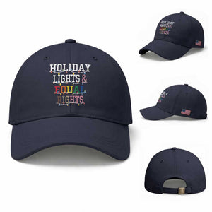 Funny Feminist LGBT Christmas Baseball Cap Holiday Lights And Equal Rights Led Lights TS11 Baseball Cap Universal Fit Navy Print Your Wear