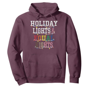 Funny Feminist LGBT Christmas Hoodie Holiday Lights And Equal Rights Led Lights TS11 Maroon Print Your Wear