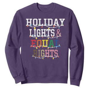 Funny Feminist LGBT Christmas Sweatshirt Holiday Lights And Equal Rights Led Lights TS11 Purple Print Your Wear
