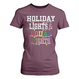 Funny Feminist LGBT Christmas T Shirt For Women Holiday Lights And Equal Rights Led Lights TS11 Maroon Print Your Wear