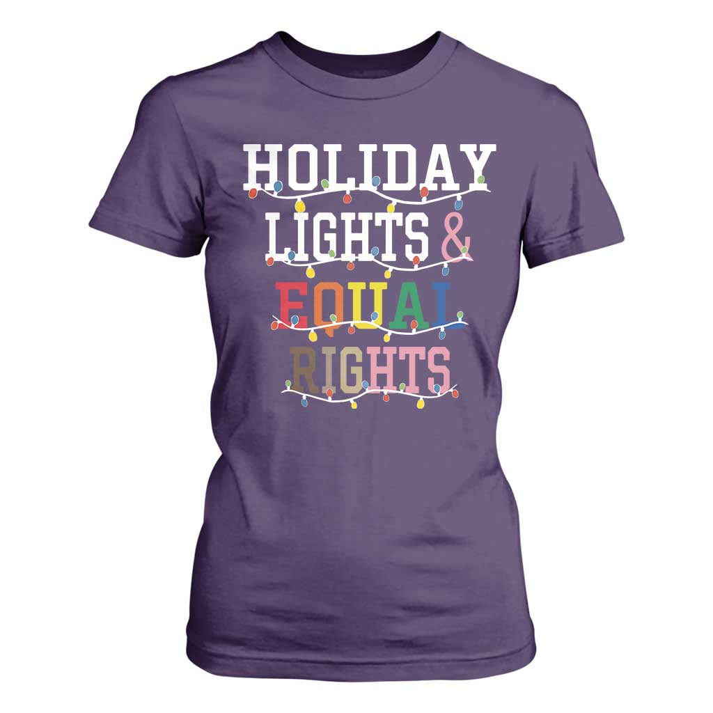 Funny Feminist LGBT Christmas T Shirt For Women Holiday Lights And Equal Rights Led Lights TS11 Purple Print Your Wear