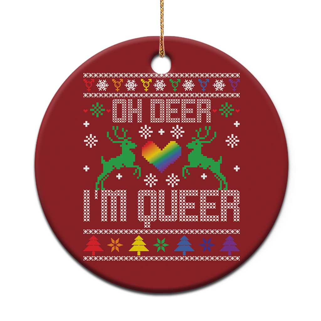 Funny LGBT Xmas Christmas Ornament Oh Deer I'm Queer Rainbow LGBT Flag TS11 Print Your Wear