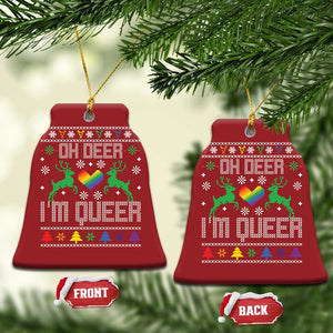 Funny LGBT Xmas Christmas Ornament Oh Deer I'm Queer Rainbow LGBT Flag TS11 Bell Flake Red Print Your Wear