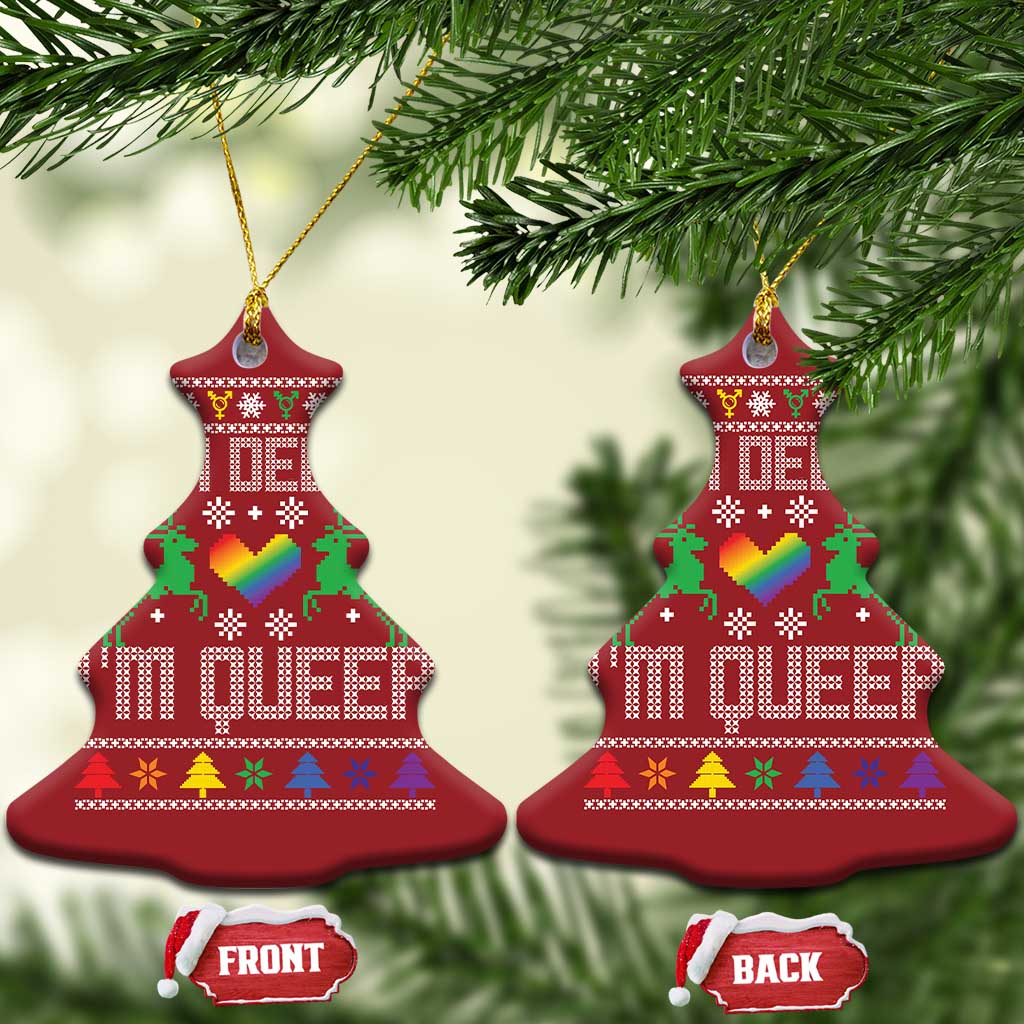 Funny LGBT Xmas Christmas Ornament Oh Deer I'm Queer Rainbow LGBT Flag TS11 Christmas Tree Red Print Your Wear