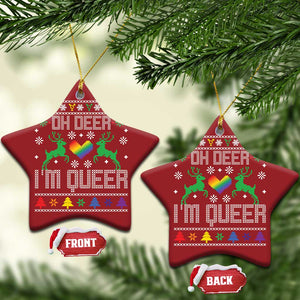 Funny LGBT Xmas Christmas Ornament Oh Deer I'm Queer Rainbow LGBT Flag TS11 Star Red Print Your Wear