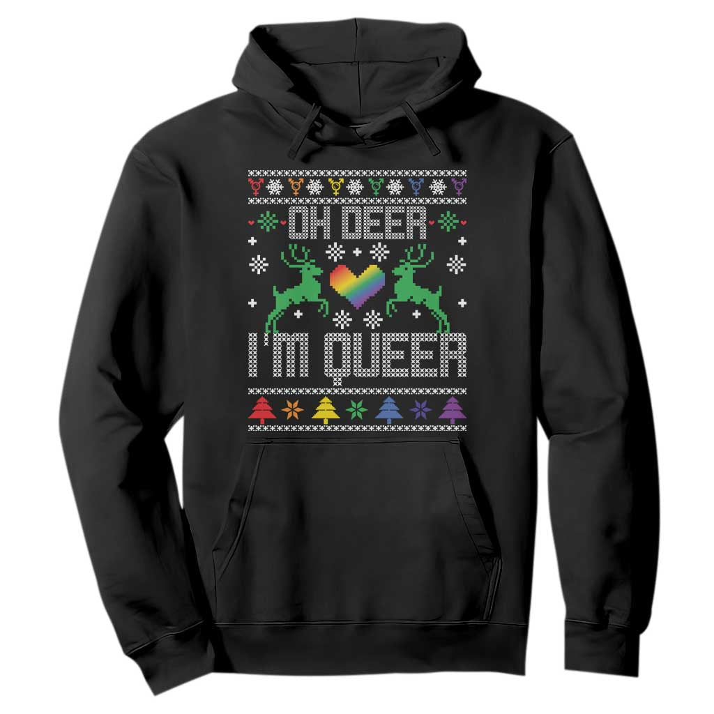 Funny LGBT Christmas Hoodie Oh Deer I'm Queer Rainbow LGBT Flag TS11 Black Print Your Wear