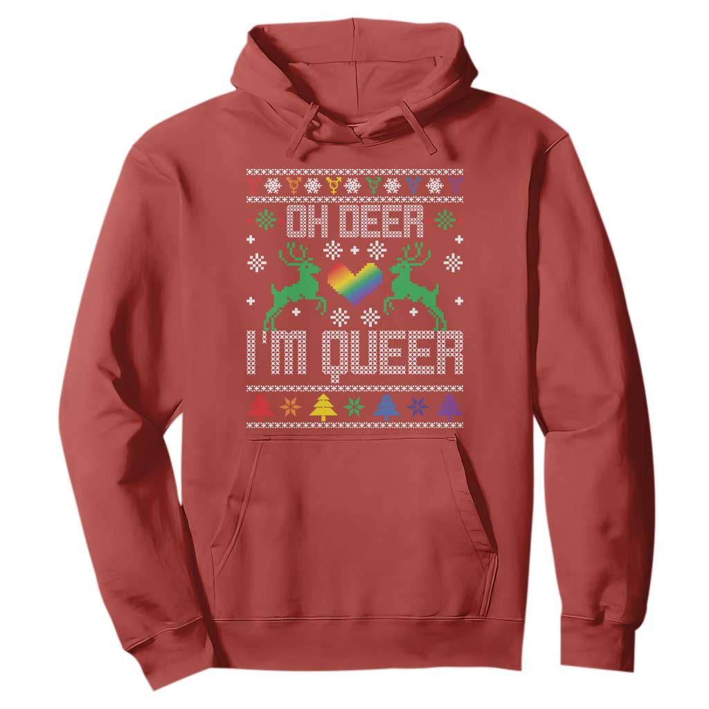 Funny LGBT Christmas Hoodie Oh Deer I'm Queer Rainbow LGBT Flag TS11 Red Print Your Wear