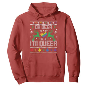 Funny LGBT Christmas Hoodie Oh Deer I'm Queer Rainbow LGBT Flag TS11 Red Print Your Wear