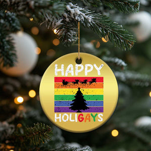 Funny LGBT Xmas Christmas Ornament Happy Holigays Rainbow Stripes Unicorn Santa TS11 Print Your Wear