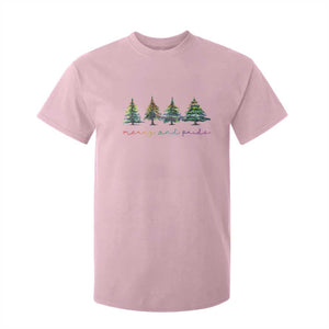 Funny Christmas LGBT T Shirt For Kid Merry And Pride Rainbow Xmas Tree TS11 Light Pink Print Your Wear
