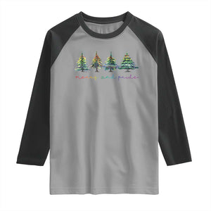 Funny Christmas LGBT Raglan Shirt Merry And Pride Rainbow Xmas Tree TS11 Sport Gray Black Print Your Wear