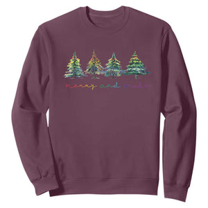Funny Christmas LGBT Sweatshirt Merry And Pride Rainbow Xmas Tree TS11 Maroon Print Your Wear