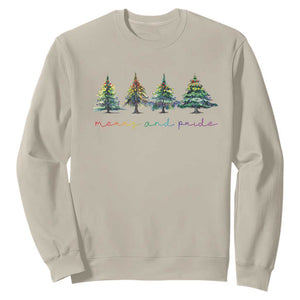 Funny Christmas LGBT Sweatshirt Merry And Pride Rainbow Xmas Tree TS11 Sand Print Your Wear