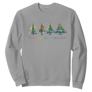 Funny Christmas LGBT Sweatshirt Merry And Pride Rainbow Xmas Tree TS11 Sport Gray Print Your Wear
