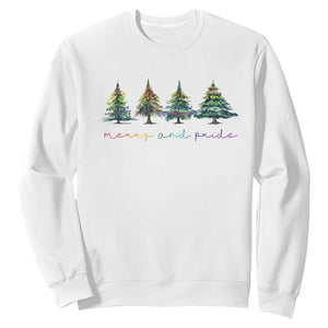 Funny Christmas LGBT Sweatshirt Merry And Pride Rainbow Xmas Tree TS11 White Print Your Wear