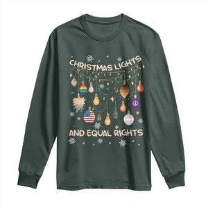 Christmas Lights And Equal Rights LGBTQ Long Sleeve Shirt TS11 Dark Forest Green Print Your Wear