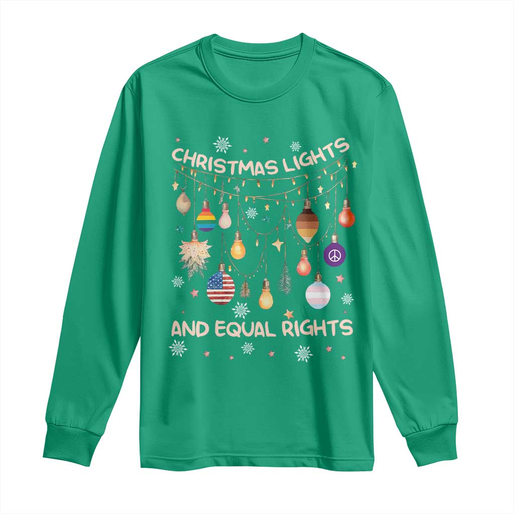 Christmas Lights And Equal Rights LGBTQ Long Sleeve Shirt TS11 Irish Green Print Your Wear