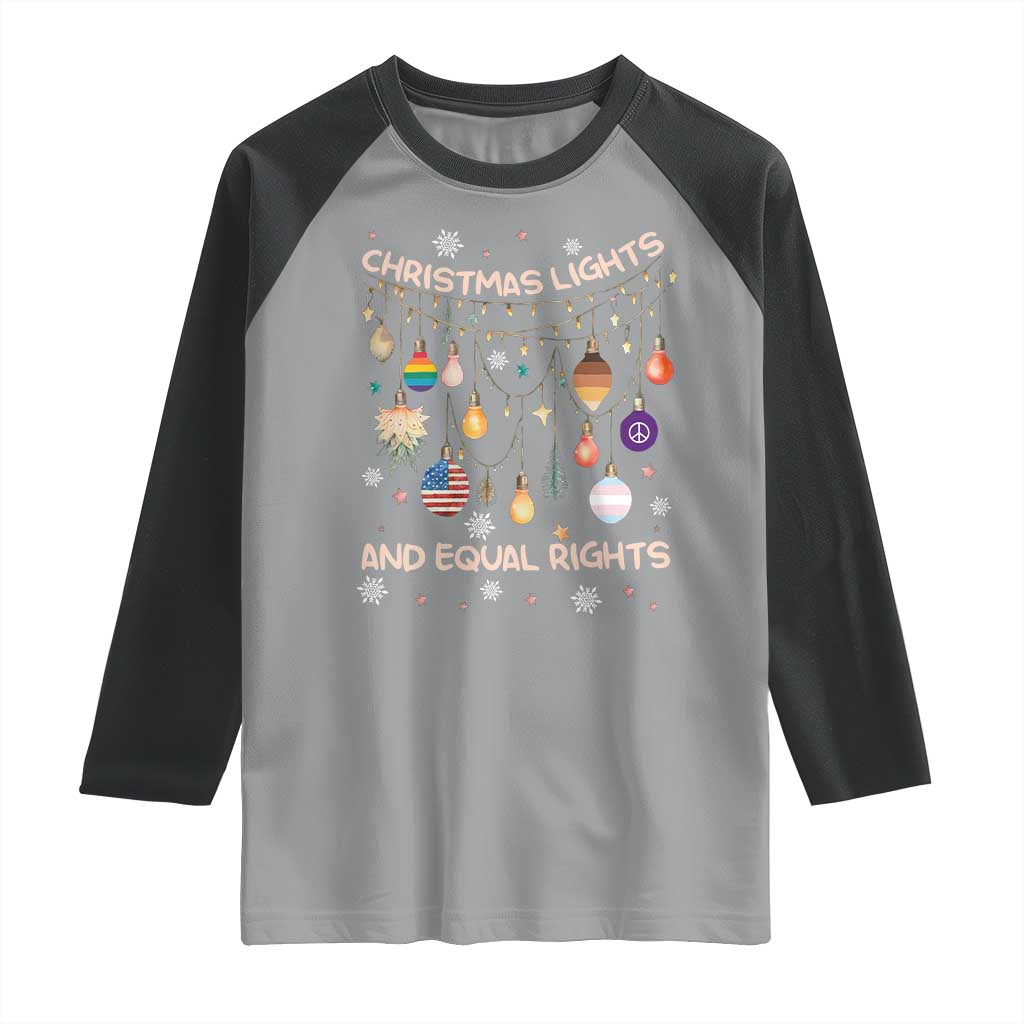 Christmas Lights And Equal Rights LGBTQ Raglan Shirt TS11 Sport Gray Black Print Your Wear