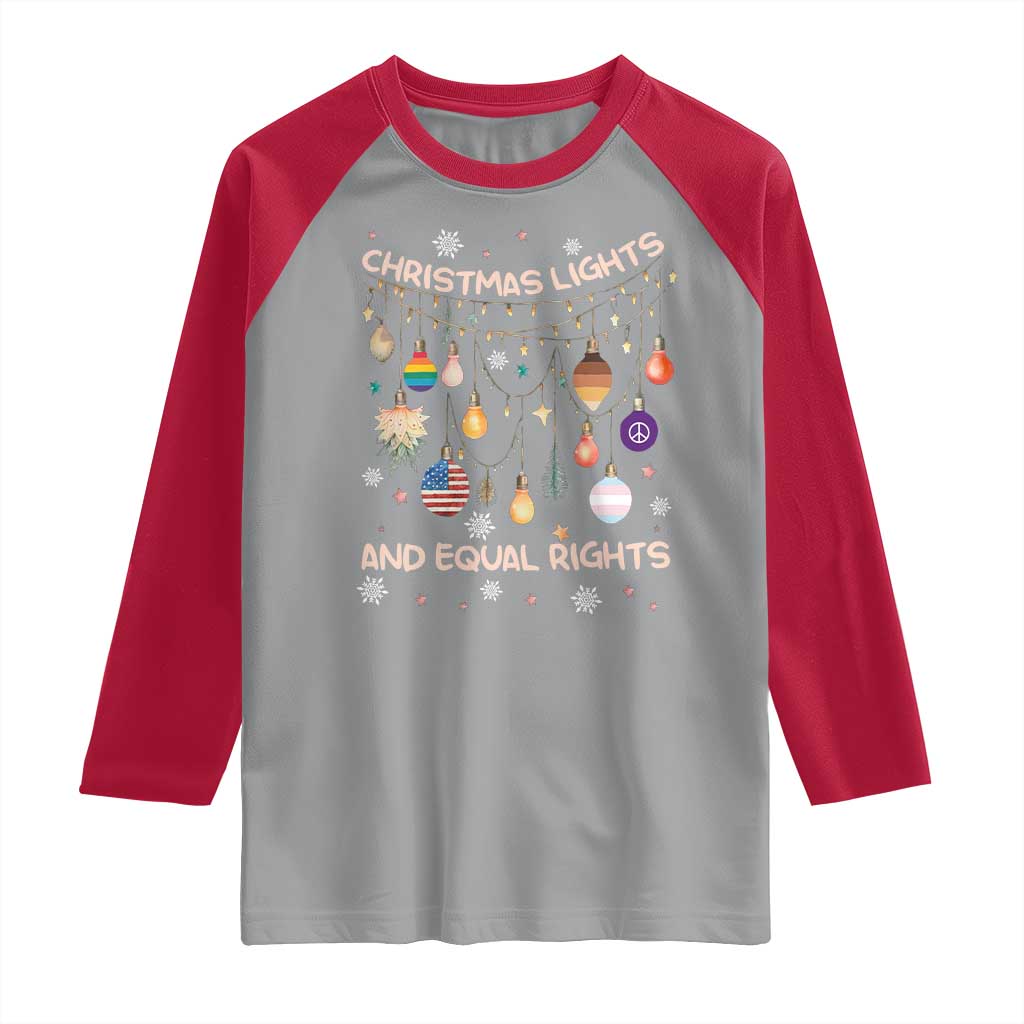 Christmas Lights And Equal Rights LGBTQ Raglan Shirt TS11 Sport Gray Red Print Your Wear