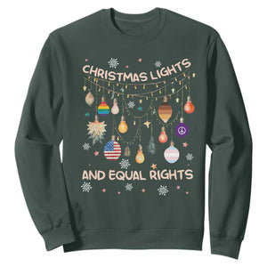 Christmas Lights And Equal Rights LGBTQ Sweatshirt TS11 Dark Forest Green Print Your Wear