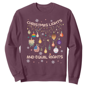 Christmas Lights And Equal Rights LGBTQ Sweatshirt TS11 Maroon Print Your Wear