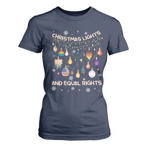 Christmas Lights And Equal Rights LGBTQ T Shirt For Women TS11 Navy Print Your Wear