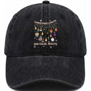 Christmas Lights And Equal Rights LGBTQ Washed Cotton Baseball Cap TS11 Print Your Wear