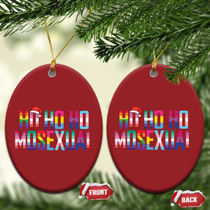 Funny LGBT Xmas Christmas Ornament Ho Ho Ho Mosexual LGBT Flag TS11 Oval Red Print Your Wear