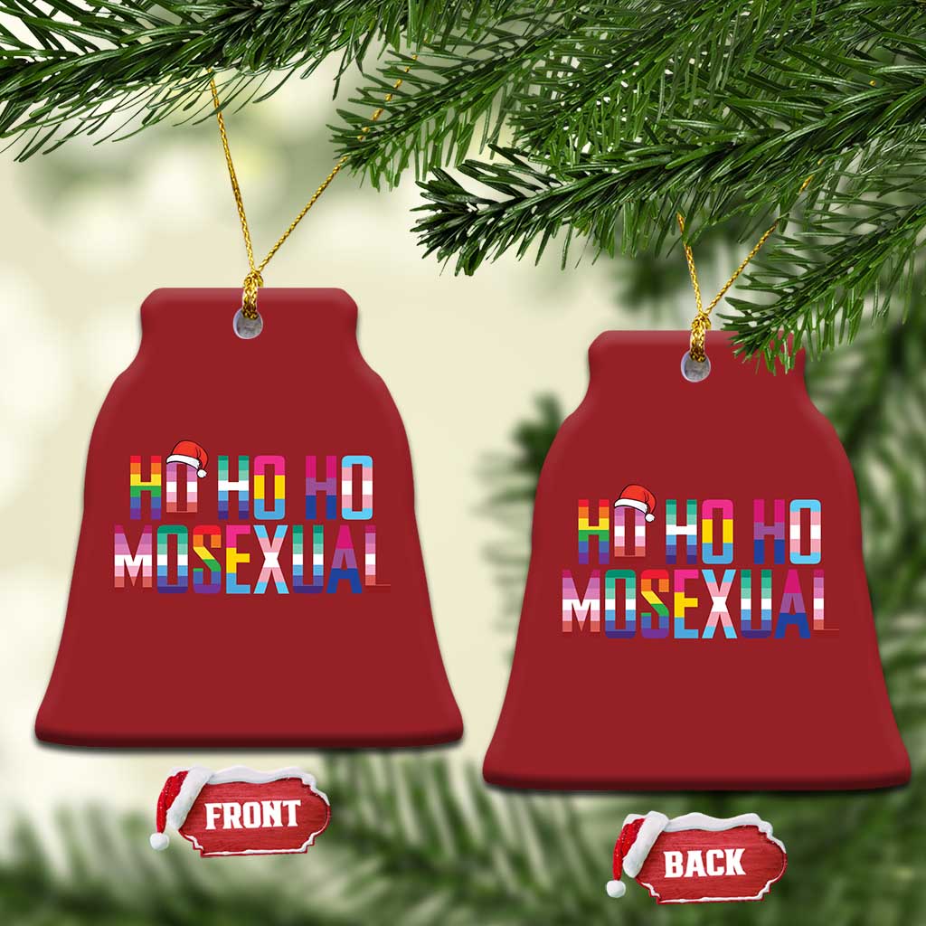 Funny LGBT Xmas Christmas Ornament Ho Ho Ho Mosexual LGBT Flag TS11 Bell Flake Red Print Your Wear