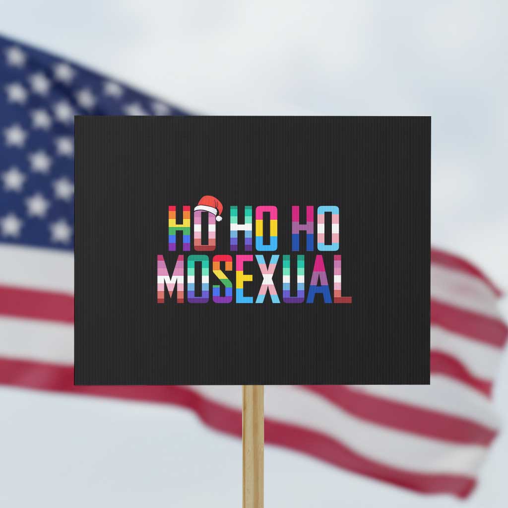 Funny LGBT Christmas Protest Sign Ho Ho Ho Mosexual LGBT Flag TS11 Horizontal 18