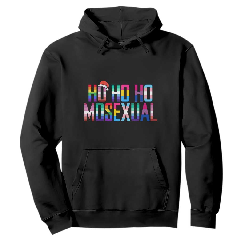 Funny LGBT Christmas Hoodie Ho Ho Ho Mosexual LGBT Flag TS11 Black Print Your Wear