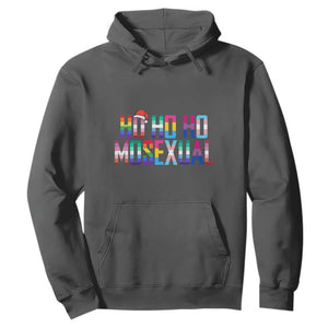 Funny LGBT Christmas Hoodie Ho Ho Ho Mosexual LGBT Flag TS11 Dark Heather Print Your Wear