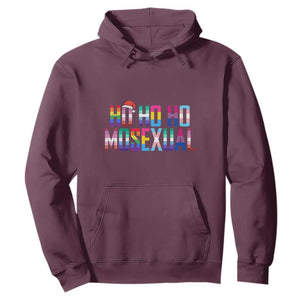 Funny LGBT Christmas Hoodie Ho Ho Ho Mosexual LGBT Flag TS11 Maroon Print Your Wear