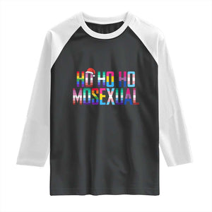 Funny LGBT Christmas Raglan Shirt Ho Ho Ho Mosexual LGBT Flag TS11 Black White Print Your Wear