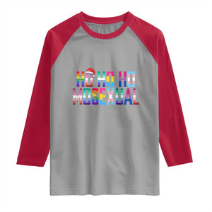 Funny LGBT Christmas Raglan Shirt Ho Ho Ho Mosexual LGBT Flag TS11 Sport Gray Red Print Your Wear