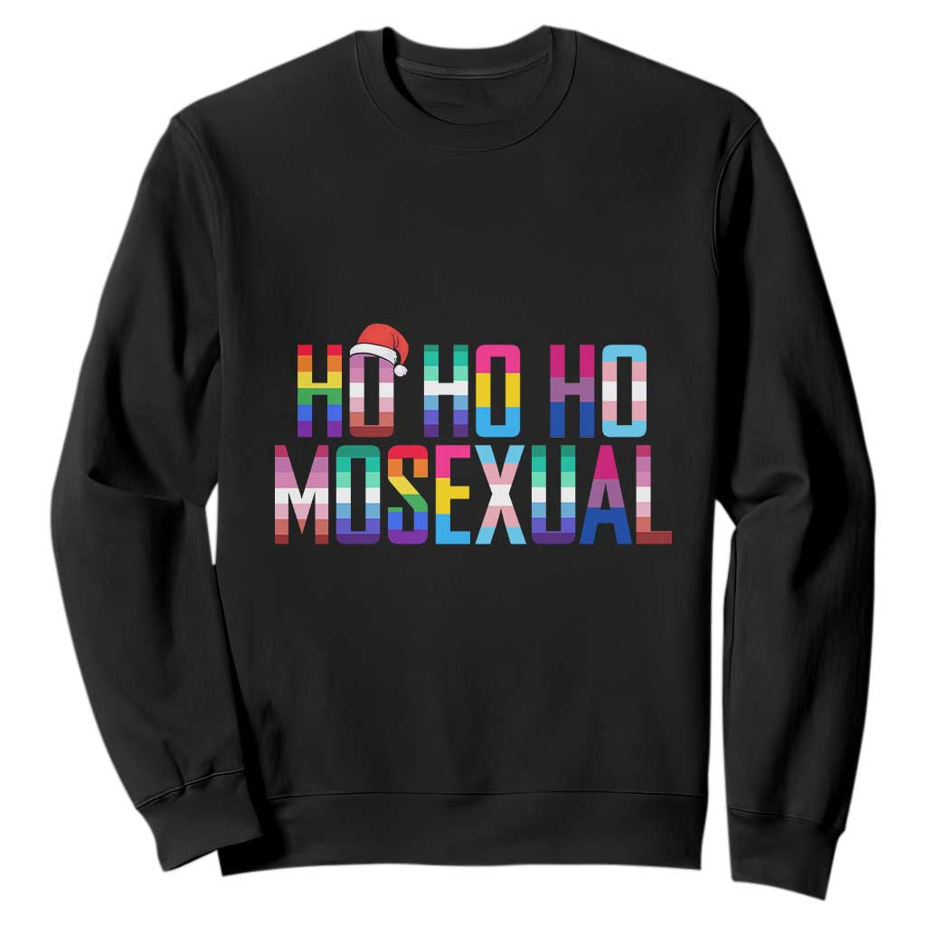 Funny LGBT Christmas Sweatshirt Ho Ho Ho Mosexual LGBT Flag TS11 Black Print Your Wear