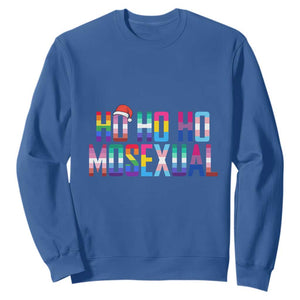 Funny LGBT Christmas Sweatshirt Ho Ho Ho Mosexual LGBT Flag TS11 Royal Blue Print Your Wear