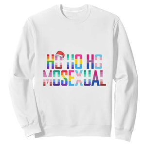 Funny LGBT Christmas Sweatshirt Ho Ho Ho Mosexual LGBT Flag TS11 White Print Your Wear